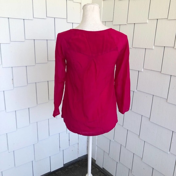 MAEVE for ANTHROPOLOGIE Women's Magenta Long Sleeve Continue Cutout Top sz 0 - Picture 5 of 6